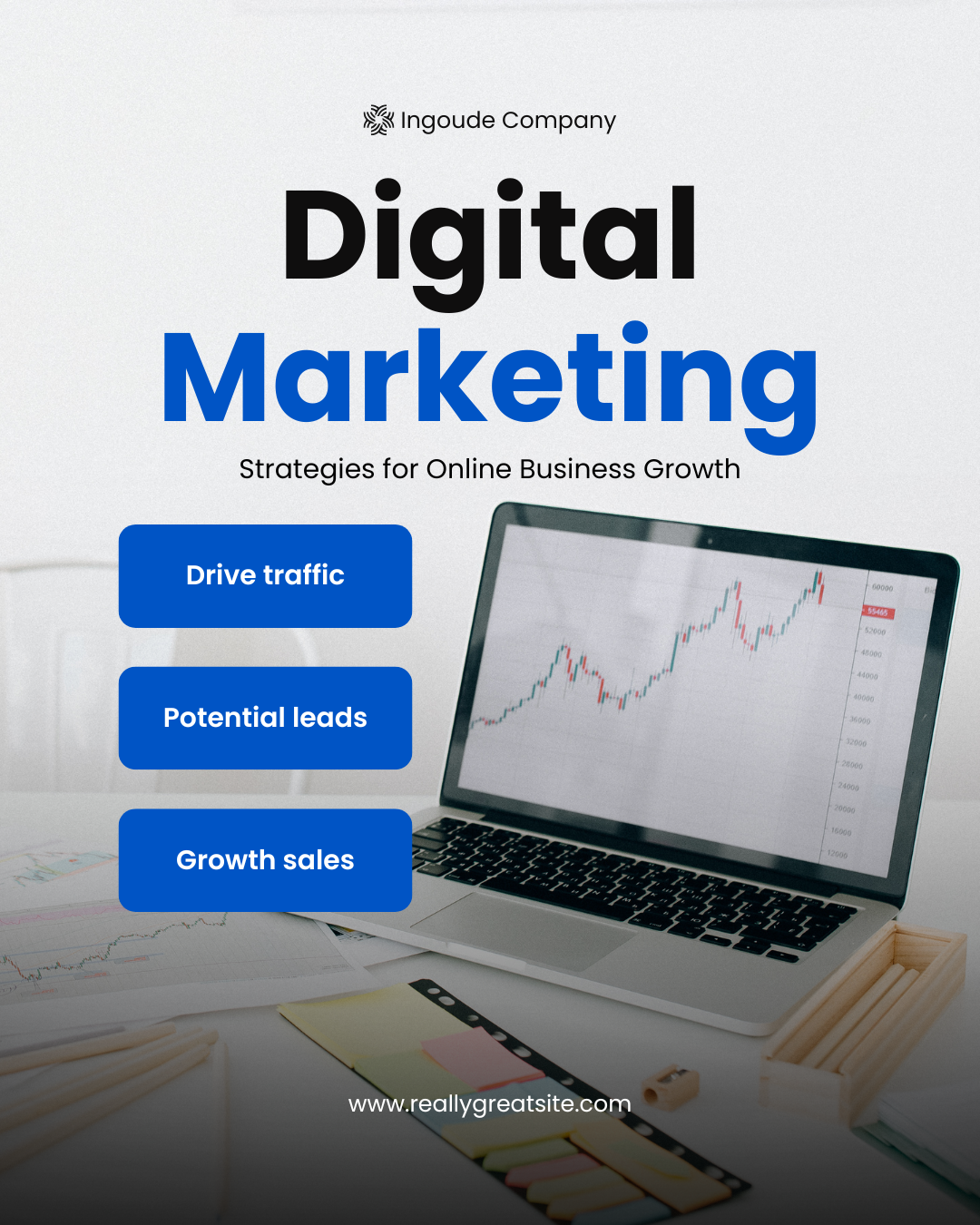 White and Blue Professional Digital Marketing Instagram Post